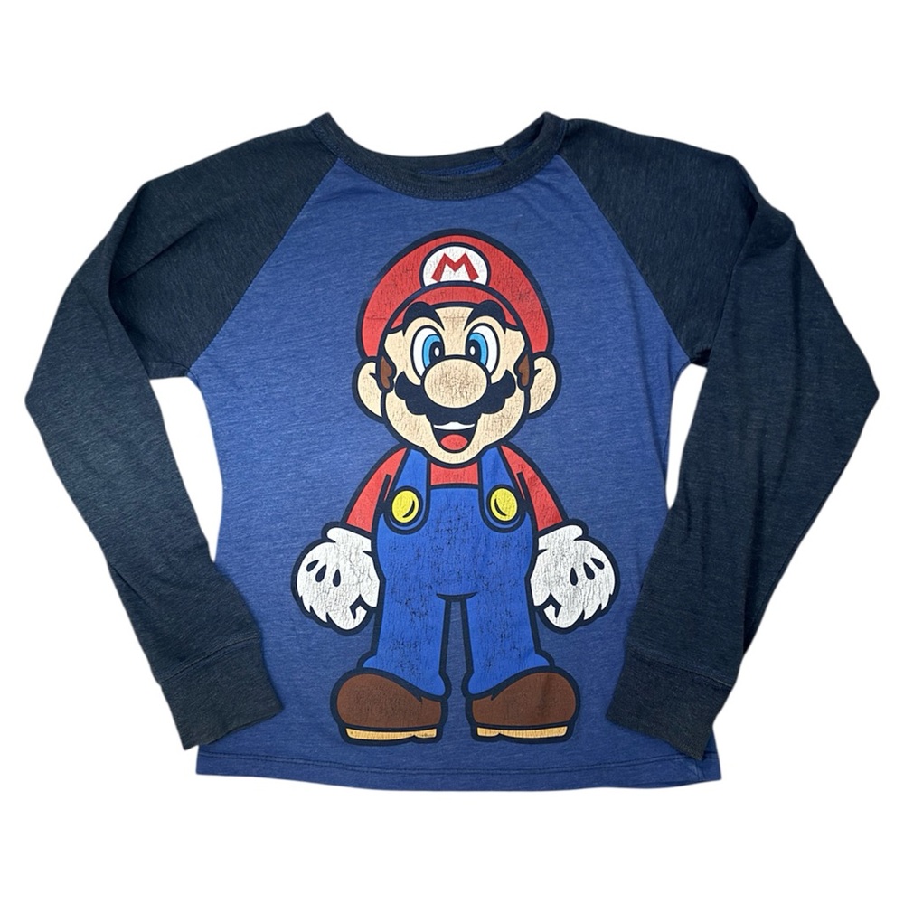 Rare Super Mario Nintendo Long Sleeve Retro Long Sleeve Henley Shirt Boys Small